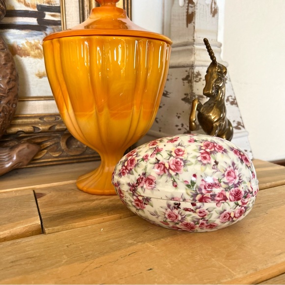 Vintage Norcrest Ceramic Pink Floral Egg Shaped Trinket Box Keepsake Easter - Picture 2 of 7